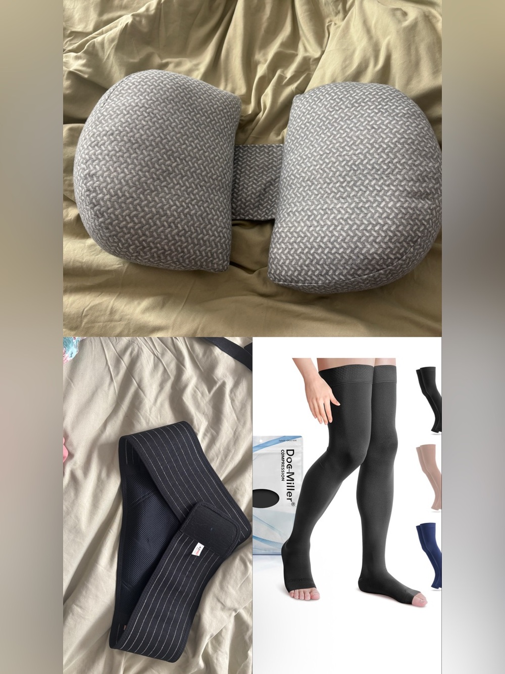 Pregnancy bundle- support belt and pillows & thigh high compression stockings
